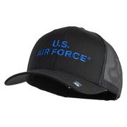 US Air Force Text Embroidered Solid Cotton Twill Mesh Prostyle Cap - Black OSFM