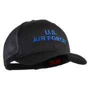 US Air Force Text Embroidered Solid Cotton Twill Mesh Prostyle Cap - Black OSFM