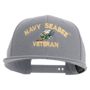 Licensed US Navy Seabee Veteran Embroidered Flexfit Snapback Style Cap - Dk-Grey OSFM