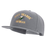 Licensed US Navy Seabee Veteran Embroidered Flexfit Snapback Style Cap - Dk-Grey OSFM