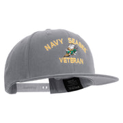 Licensed US Navy Seabee Veteran Embroidered Flexfit Snapback Style Cap - Dk-Grey OSFM