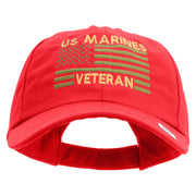 US Marines Veteran Flag Design Embroidered 6 Panel Unstructured Cotton Twill Cap Made in USA - Red OSFM
