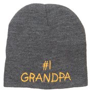 Number 1 Grandpa Embroidered Short Beanie