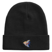 Angelfish Logo Embroidered 12 Inch Long Knitted Beanie - Black OSFM