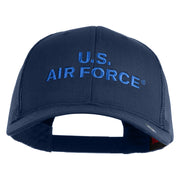 US Air Force Text Embroidered Solid Cotton Twill Mesh Prostyle Cap - Navy OSFM