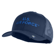 US Air Force Text Embroidered Solid Cotton Twill Mesh Prostyle Cap - Navy OSFM