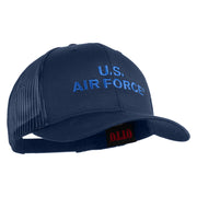 US Air Force Text Embroidered Solid Cotton Twill Mesh Prostyle Cap - Navy OSFM