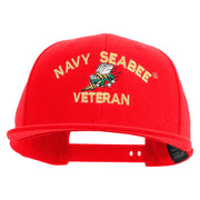 Licensed US Navy Seabee Veteran Embroidered Flexfit Snapback Style Cap - Red OSFM