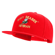 Licensed US Navy Seabee Veteran Embroidered Flexfit Snapback Style Cap - Red OSFM