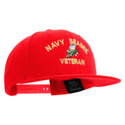 Licensed US Navy Seabee Veteran Embroidered Flexfit Snapback Style Cap - Red OSFM