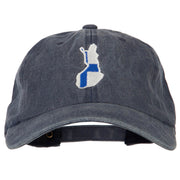 Finland Flag Map Embroidered Washed Cotton Twill Cap