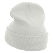 Angelfish Logo Embroidered 12 Inch Long Knitted Beanie - White OSFM