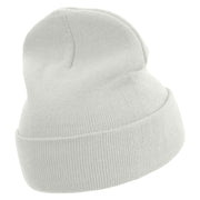 Angelfish Logo Embroidered 12 Inch Long Knitted Beanie - White OSFM