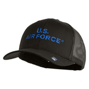 US Air Force Text Embroidered Solid Cotton Twill Mesh Prostyle Cap - Charcoal OSFM