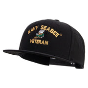 Licensed US Navy Seabee Veteran Embroidered Flexfit Snapback Style Cap - Black OSFM