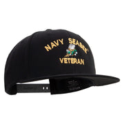 Licensed US Navy Seabee Veteran Embroidered Flexfit Snapback Style Cap - Black OSFM