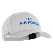 US Air Force Text Embroidered Solid Cotton Twill Mesh Prostyle Cap - White OSFM