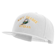 Licensed US Navy Seabee Veteran Embroidered Flexfit Snapback Style Cap - White OSFM