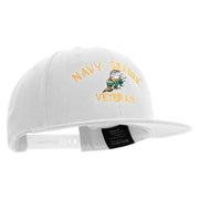 Licensed US Navy Seabee Veteran Embroidered Flexfit Snapback Style Cap - White OSFM