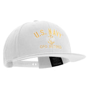 Licensed US Navy USN CPO Retired Embroidered Flexfit Snapback Style Cap - White OSFM