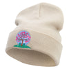 Cherry Blossom Tree Embroidered 12 Inch Long Knitted Beanie - Birch OSFM