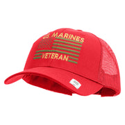 US Marines Veteran Flag Design Embroidered 6 Panel Structured Cotton Twill Mesh Cap Made in USA - Red OSFM