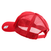 US Marines Veteran Flag Design Embroidered 6 Panel Structured Cotton Twill Mesh Cap Made in USA - Red OSFM