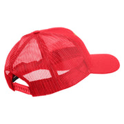 US Marines Veteran Flag Design Embroidered 6 Panel Structured Cotton Twill Mesh Cap Made in USA - Red OSFM