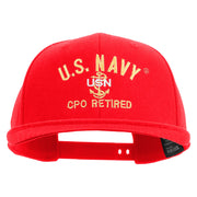 Licensed US Navy USN CPO Retired Embroidered Flexfit Snapback Style Cap - Red OSFM