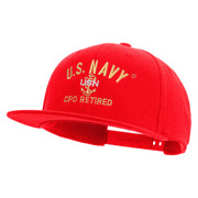 Licensed US Navy USN CPO Retired Embroidered Flexfit Snapback Style Cap - Red OSFM