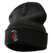 Halloween Grim Reaper Embroidered Long Knitted Beanie