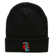 Halloween Grim Reaper Embroidered Long Knitted Beanie