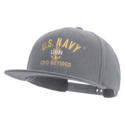 Licensed US Navy USN CPO Retired Embroidered Flexfit Snapback Style Cap - Dk-Grey OSFM