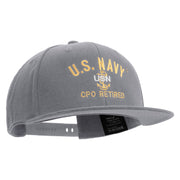 Licensed US Navy USN CPO Retired Embroidered Flexfit Snapback Style Cap - Dk-Grey OSFM