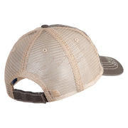 Vintage Wording Embroidered Low Profile Cotton Mesh Cap - Brown Khaki OSFM