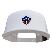 American Shield 5 Panel Mesh Trucker Snapback Cap - White OSFM