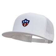 American Shield 5 Panel Mesh Trucker Snapback Cap - White OSFM