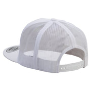 American Shield 5 Panel Mesh Trucker Snapback Cap - White OSFM