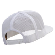 American Shield 5 Panel Mesh Trucker Snapback Cap - White OSFM