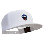 American Shield 5 Panel Mesh Trucker Snapback Cap - White OSFM