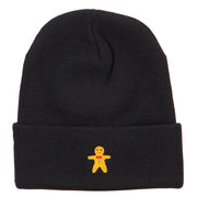 Gingerbread Man Embroidered Long Knitted Beanie