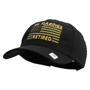 US Marines Retired Flag Design Embroidered 6 Panel Unstructured Cotton Twill Cap Made in USA - Black OSFM