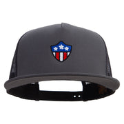 American Shield 5 Panel Mesh Trucker Snapback Cap - Charcoal OSFM