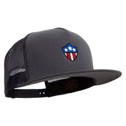 American Shield 5 Panel Mesh Trucker Snapback Cap - Charcoal OSFM