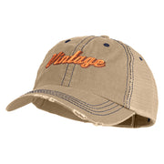 Vintage Wording Embroidered Low Profile Cotton Mesh Cap - Khaki OSFM