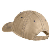 Vintage Wording Embroidered Low Profile Cotton Mesh Cap - Khaki OSFM