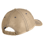 Vintage Wording Embroidered Low Profile Cotton Mesh Cap - Khaki OSFM
