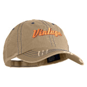 Vintage Wording Embroidered Low Profile Cotton Mesh Cap - Khaki OSFM