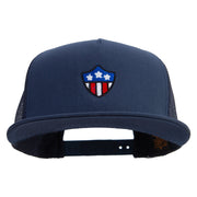 American Shield 5 Panel Mesh Trucker Snapback Cap - Navy OSFM