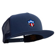 American Shield 5 Panel Mesh Trucker Snapback Cap - Navy OSFM